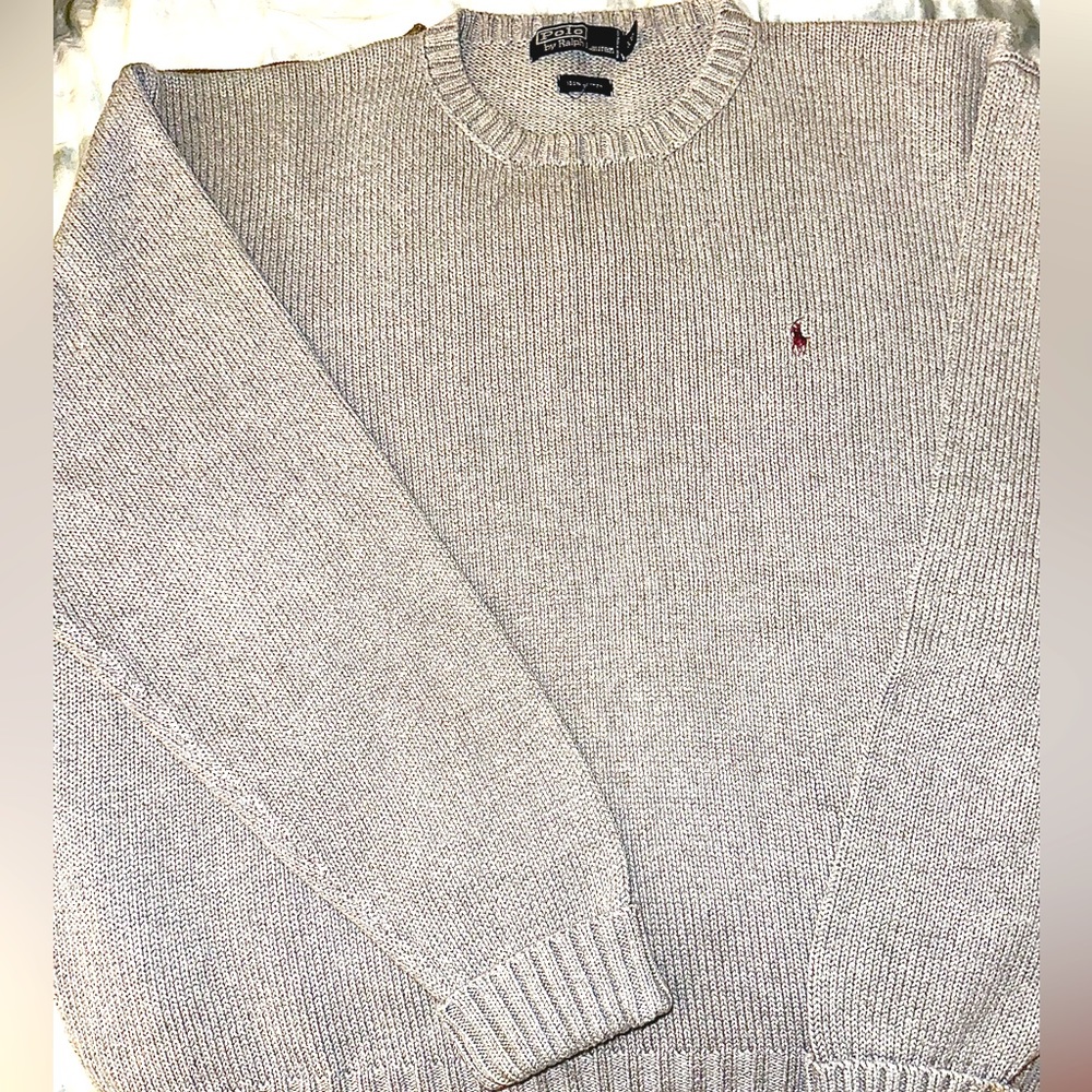 Polo by Ralph Lauren 100% Cotton Knit Grey Sweater XXL NEW CONDITION